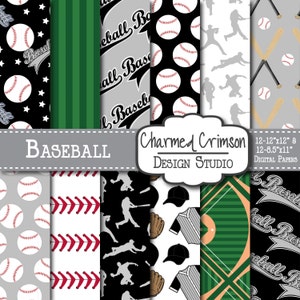 Gray Digital Paper, Baseball Digital Paper, Baseball Digital Pattern, Baseball Field Paper, Black Digital Paper