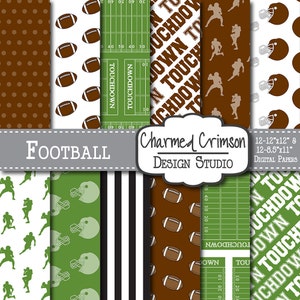 Brown Digital Paper, Football Digital Paper, Green Digital Pattern, Football Digital Paper, Touchdown Helmet Football