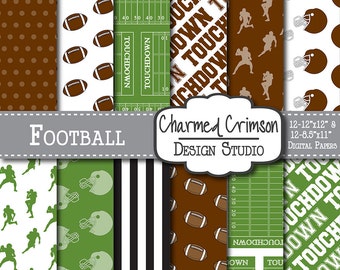 Brown Digital Paper, Football Digital Paper, Green Digital Pattern, Football Digital Paper, Touchdown Helmet Football