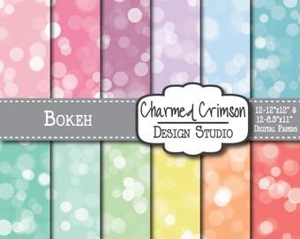 Pastel Digital Paper, Bokeh Digital Paper, Digital Pattern, Bokeh Digital Paper Yellow Peach Coral Pink Lavender Orchid