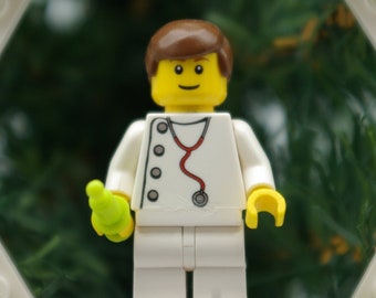 Doctor Christmas or Holiday Ornament Handmade from Lego and Mega Bloks and other blocks
