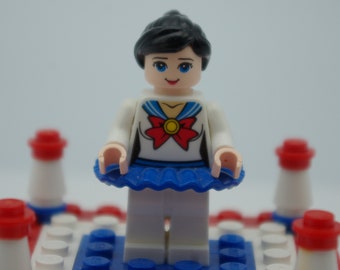 Girl dancer red, white and blue outfit Handmade from Lego and Mega Bloks and other blocks