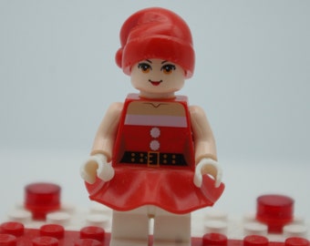 Girl dancer red and white outfit Handmade from Lego and Mega Bloks and other blocks