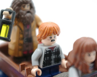 Hagrid Ron and Hermoine in the First Years Boat Handmade from Lego and Mega Bloks and other blocks