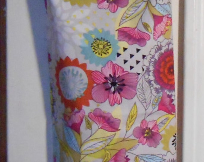 353# Plastic Grocery Bag Holder  Bold  Pink Flowers  plastic bag holder