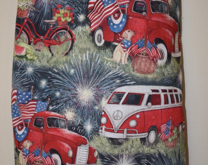 Farm 266# Vintage Trucks VW  Patriotic Plastic Grocery Bag Holder Americana Plastic Bag Holder