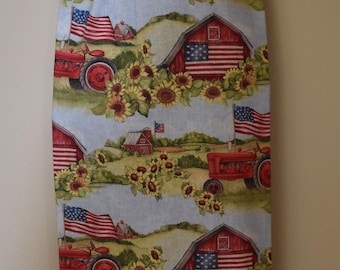 Farm 257# Vintage Tractors  Sunflowers  Plastic Grocery Bag Holder Patriotic Plastic Bag Holder