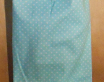 357# Plastic Grocery Bag Holder Turquoise fabric with White Dots with White Dots  plastic bag holder