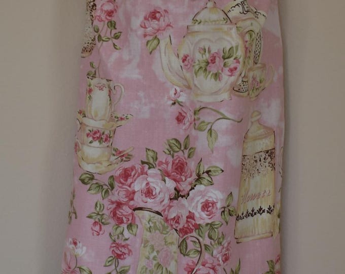 Flowers  61# Tea Time Plastic Grocery Bag Holder Pink Roses Pastel Floral Plastic Bag Holder