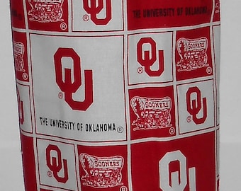 124# University of Oklahoma Plastic Grocery Bag Holder Spooners Football plastic bag holder