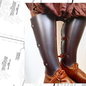 Leather &#39;Sigismund&#39; Greaves Gaiters Armour PATTERN - 3 sizes