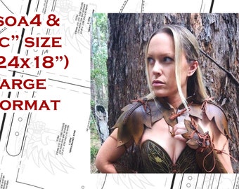 Leather "Wood Elf" Pattern - Gorget and Spaulder Set LARP Armor