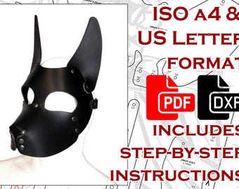 Leather Pup Mask PATTERN - Two Sizes - With Instructions