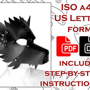 Máscara de lobo 'Fenrir' de couro - PADRÃO - Com instruções