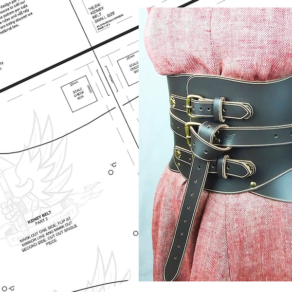 Leather Kidney Belt Pattern - 'Hilda' Ladies LARP Armour - Four Sizes