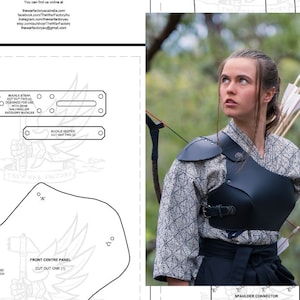 Leather &#39;Kyudoka&#39; Pattern - Chestguard LARP Armour - Two Sizes
