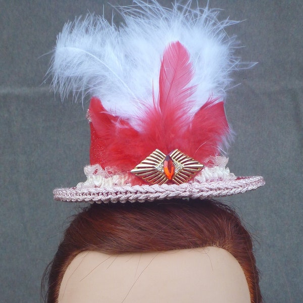 Fascinator Hat, Fancy Feather Mini Topper for Halloween, Alice In Wonderland Mad Hatter Tea Party, Sister Wife Aunt Children Kid Costume