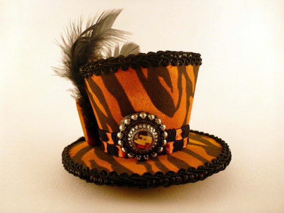 Brown and orange tiger stripe fascinator Accessories | Brown And Orange Tiger Stripe Fascinator  main image 2