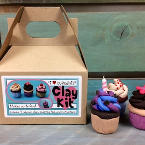 Cupcakes Clay Kit / Unique Kids Gift / Stocking Stuffer, DIY Miniature Food- Holiday Sale & FREE SHIPPING