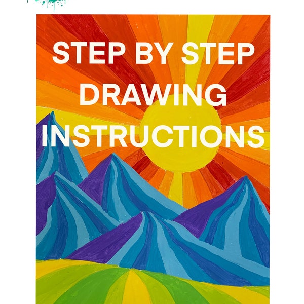 Dynamic Landscape- Step by Step drawing instructions by VIRIDIAN ART. Printable, Digital Download, Art Lesson, DIY, drawing, painting