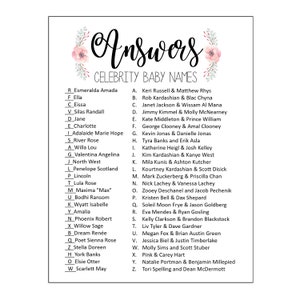 Baby Shower Celebrity Baby Name Game Printable PDF image 3