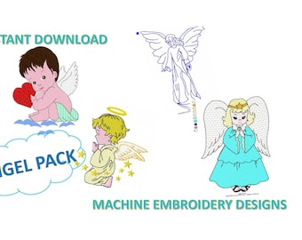 Christmas Angel Machine Embroidery Designs: 4 Angel Pack (Digital Download)