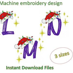 L, M, N letters, Christmas Alphabet Machine embroidery designs, in 3 sizes