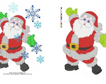 May include: Santa Claus with snowflakes embroidery design. 134 x 164 mm (5.3 x 6.5 in), 26678 st, 12/17 clr.