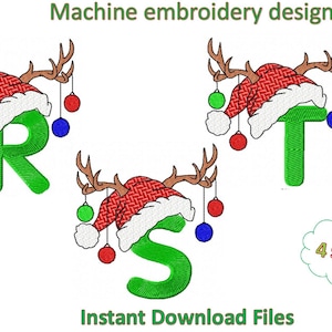 R,S,T letters, Christmas Alphabet Machine embroidery designs, in 4 sizes