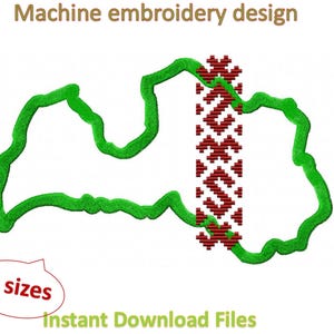 Latvia embroidery, Machine embroidery Latvian ethnic sign, Jumis, Zalktis