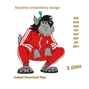 Nu Pogodi cartoon wolf Machine Embroidery Downloadable design files in 3 sizes