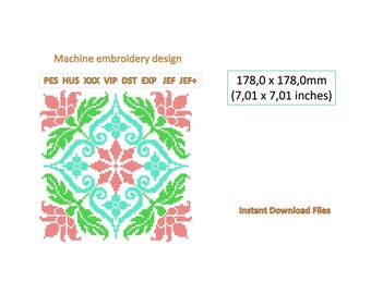 Machine embroidery Mandala, In 3 embroidery stitch designs