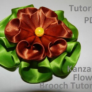 Fabric Flower PDF tutorial_for flower pin, hair clip or brooch Satin ribon big kanzashi flower!