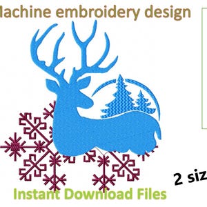 Machine embroidery design - Latvian Ethnic sign Austra design  with deer , in 2 sizes