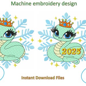 Pes Format Snake Snake Machine Embroidery Design, Christmas, New Year 2025, in 4 Sizes ...
