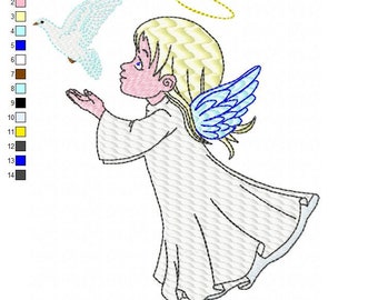 Angel Machine Embroidery Design: 3 Sizes (Instant Download)
