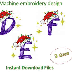 D, E, F letters,  Christmas Alphabet Machine embroidery designs, in 3 sizes