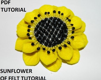 Felt Sunflower Brooch Tutorial: DIY Fabric Flower (PDF Pattern)