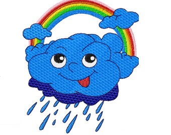 Cloud and Rainbow Embroidery Design (Digital Download)