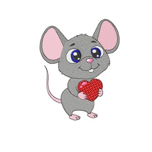 Mouse with Heart Embroidery Design (Digital Download)