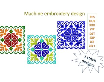 Machine embroidery Ethnic sign, In 3 embroidery stitch designs