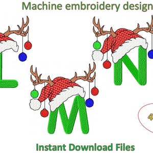 L, M, N letters, Christmas Alphabet Machine embroidery designs, in 4 sizes