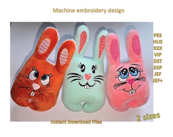 Rabbit Toy Machine Embroidery Designs: ITH Plush Bunny (Digital Download)