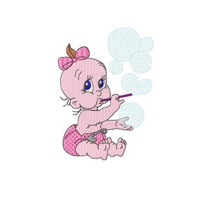 Baby embroidery designs, little girl machine embroidery design , embroidery pattern, Newborn embroidery , 2 Sizes for Instant Download