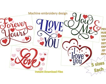 Love Embroidery Designs: Valentine's Day Machine Embroidery (Digital Download)