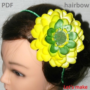 PDF tutorial, fabric flower tutorial, satin ribbon tutorial, Satin ribbon flower hairbow! Satin flower tutorial .