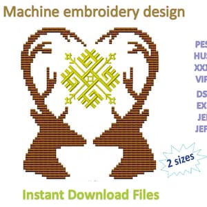Machine embroidery design Latvian ethnic sign, Perkons, deer with ethnic sign