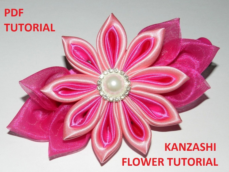 Kanzashi Flower PDF Tutorial_beak Hair Clip_satin Ribbon Big Etsy