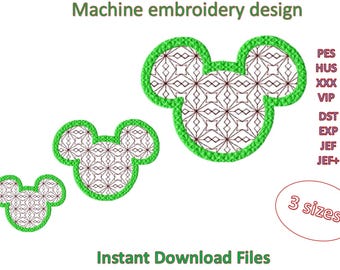 Mickey Embroidery Design: Machine Embroidery Files, 3 Sizes (Digital Download)