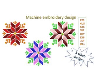 Machine embroidery Ethnic sign, In 3 embroidery stitch designs, Auseklis